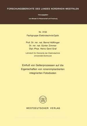 Einfluß von Getterprozessen auf die Eigenschaften von ionenimplantierten integrierten Fotodioden de Bernd Höfflinger