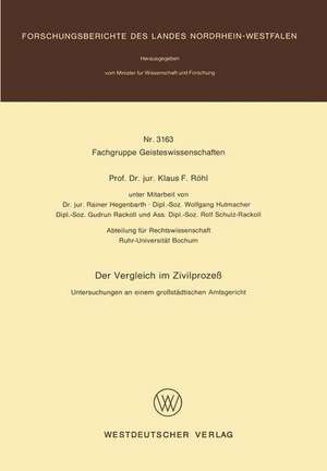 Der Vergleich im Zivilprozeß: Untersuchungen an einem großstädtischen Amtsgericht de Klaus F. Röhl