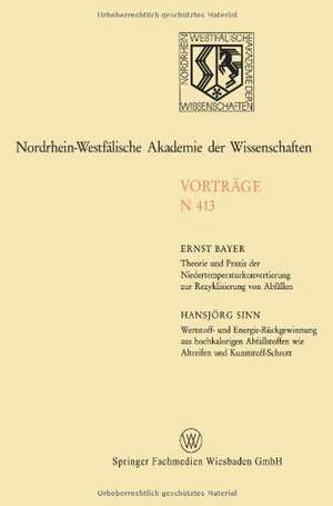 Theorie und Praxis der Niedertemperaturkonvertierung zur Rezyklisierung von Abfällen. Wertstoff- und Energie-Rückgewinnung aus hochkalorigen Abfallstoffen wie Altreifen und Kunststoff-Schrott de Ernst Bayer