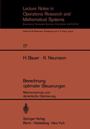 Berechnung optimaler Steuerungen: Maximumprinzip und dynamische Optimierung de H. Bauer