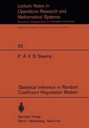 Statistical Inference in Random Coefficient Regression Models de P. A. V. B. Swamy