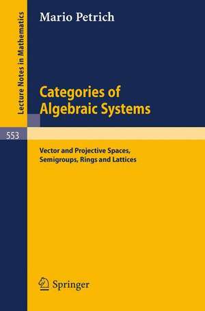 Categories of Algebraic Systems: Vector and Projective Spaces, Semigroups, Rings and Lattices de M. Petrich