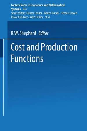 Cost and Production Functions de R.W. Shephard