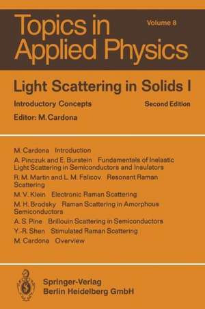 Light Scattering in Solids I: Introductory Concepts de M. Cardona