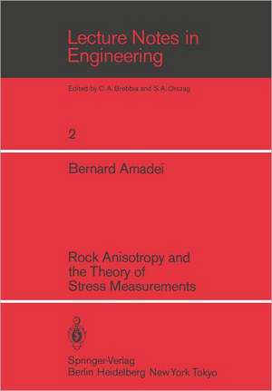 Rock Anisotropy and the Theory of Stress Measurements de Bernard Amadei