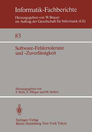 Software-Fehlertoleranz und -Zuverlässigkeit de F. Belli