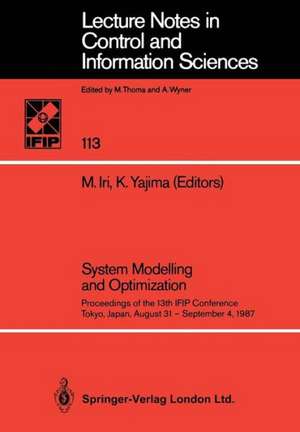 System Modelling and Optimization: Proceedings of the 13th IFIP Conference Tokyo, Japan, August 31 — September 4, 1987 de Masao Iri