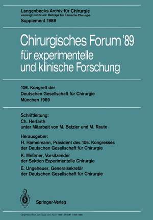 106. Kongreß der Deutschen Gesellschaft für Chirurgie München, 29. März — 1. April 1989 de Michael Betzler