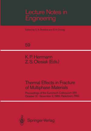 Thermal Effects in Fracture of Multiphase Materials: Proceedings of the Euromech Colloquium 255 October 31–November 2, 1989, Paderborn, FRG de Klaus P. Herrmann