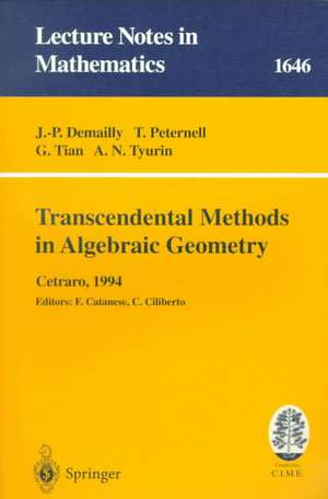 Transcendental Methods in Algebraic Geometry: Lectures given at the 3rd Session of the Centro Internazionale Matematico Estivo (C.I.M.E.), held in Cetraro, Italy, July 4-12, 1994 de Jean-Pierre Demailly