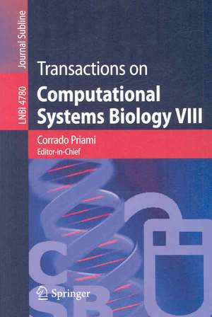 Transactions on Computational Systems Biology VIII de Corrado Priami