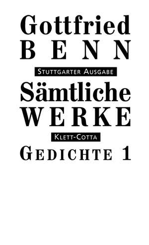 Gedichte 1 de Gottfried Benn