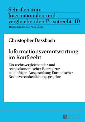 Informationsverantwortung im Kaufrecht de Christopher Dassbach