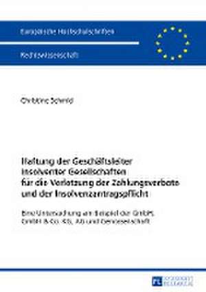 Haftung Der Geschaeftsleiter Insolventer Gesellschaften Fuer Die Verletzung Der Zahlungsverbote Und Der Insolvenzantragspflicht de Christine Schmid