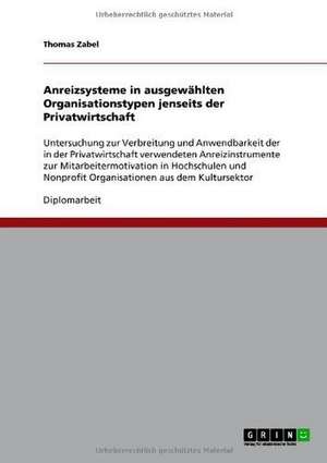 Anreizsysteme in ausgewählten Organisationstypen jenseits der Privatwirtschaft de Thomas Zabel