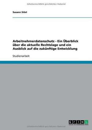 Arbeitnehmerdatenschutz - Ein Überblick über die aktuelle Rechtslage und ein Ausblick auf die zukünftige Entwicklung de Susann Störl