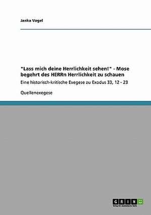 "Lass mich deine Herrlichkeit sehen!" - Mose begehrt des HERRn Herrlichkeit zu schauen de Janka Vogel