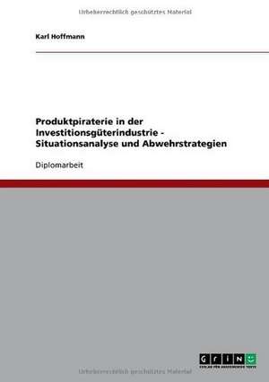 Produktpiraterie in der Investitionsgüterindustrie - Situationsanalyse und Abwehrstrategien de Karl Hoffmann