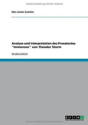 Analyse und Interpretation des Prosatextes "Immensee" von Theodor Storm de Kim Jasmin Gamlien