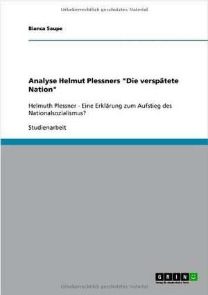 Analyse Helmut Plessners "Die verspätete Nation" de Bianca Saupe