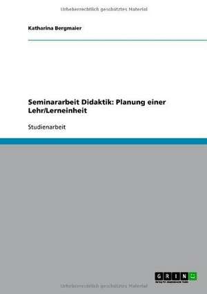 Seminararbeit Didaktik: Planung einer Lehr/Lerneinheit de Katharina Bergmaier