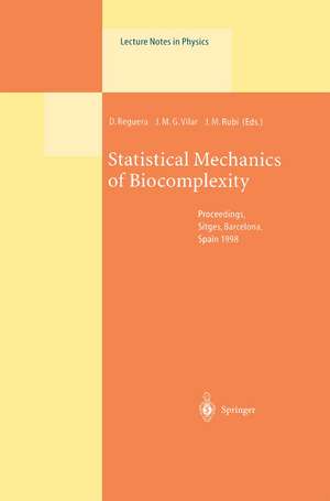 Statistical Mechanics of Biocomplexity: Proceedings of the XV Sitges Conference, Held at Sitges, Barcelona, Spain, 8-12 June 1998 de D. Reguera