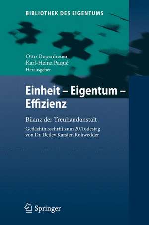 Einheit - Eigentum - Effizienz: Bilanz der Treuhandanstalt Gedächtnisschrift zum 20. Todestag von Dr. Detlev Karsten Rohwedder de Otto Depenheuer