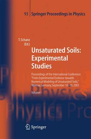 Unsaturated Soils: Experimental Studies de Tom Schanz