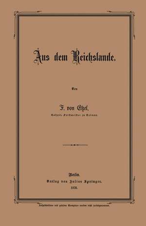 Aus dem Reichslande de F. von Etzel