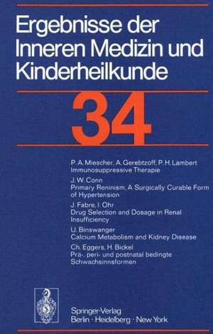 Ergebnisse der Inneren Medizin und Kinderheilkunde: 34 Band de P. Frick