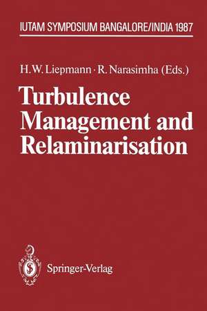 Turbulence Management and Relaminarisation: Proceedings of the IUTAM Symposium, Bangalore, India, 1987 de H. W. Liepmann