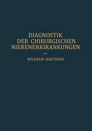 Diagnostik der Chirurgischen Nierenerkrankungen: Praktisches Handbuch zum Gebrauch für Chirurgen und Urologen, Ärzte und Studierende de W. Baetzner