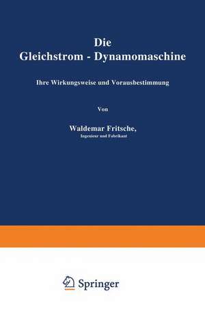 Die Gleichstrom-Dynamomaschine: Ihre Wirkungsweise und Vorausbestimmung de Waldemar Fritsche