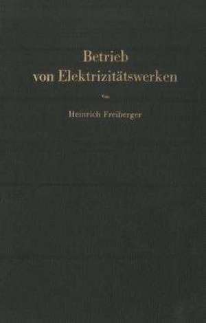 Betrieb von Elektrizitätswerken de Heinrich Freiberger