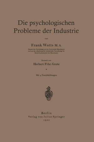 Die psychologischen Probleme der Industrie de Frank Watts