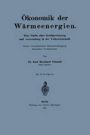 Ökonomik der Wärmeenergien: Eine Studie über Kraftgewinnung unf -verwendung in der Volkswirtschaft de Karl Schmidt