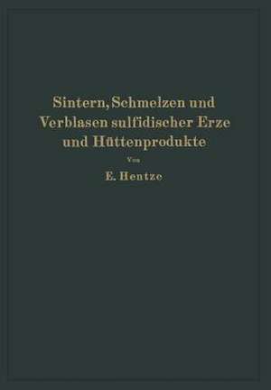 Sintern, Schmelzen und Verblasen sulfidischer Erze und Hüttenprodukte: Die unmittelbare Verhüttung sulfidischer Erze und Hüttenprodukte sowie Richtlinien für Bau und Betrieb der erforderlichen Agglomerationsanlagen Schachtöfen und Konvertoren de Ernst Hentze