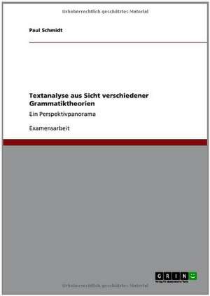 Textanalyse aus Sicht verschiedener Grammatiktheorien de Paul Schmidt