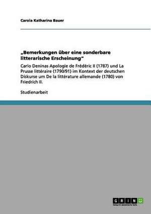 "Bemerkungen über eine sonderbare litterarische Erscheinung" de Carola Katharina Bauer