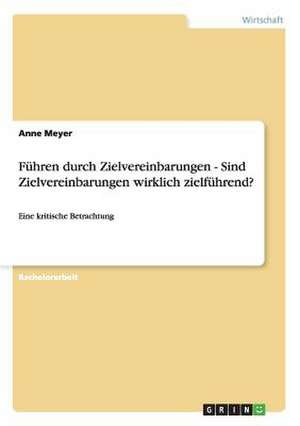 Führen durch Zielvereinbarungen - Sind Zielvereinbarungen wirklich zielführend? de Anne Meyer