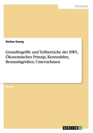 Grundbegriffe und Teilbereiche der BWL. Ökonomisches Prinzip, Kennzahlen, Bestandsgrößen, Unternehmen de Stefan Georg