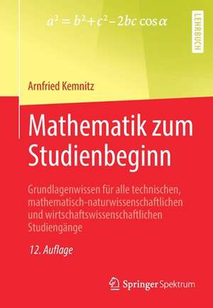 Mathematik zum Studienbeginn: Grundlagenwissen für alle technischen, mathematisch-naturwissenschaftlichen und wirtschaftswissenschaftlichen Studiengänge de Arnfried Kemnitz