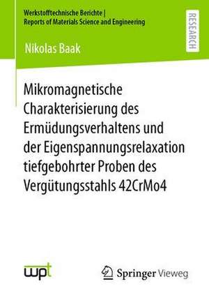 Mikromagnetische Charakterisierung des Ermüdungsverhaltens und der Eigenspannungsrelaxation tiefgebohrter Proben des Vergütungsstahls 42CrMo4 de Nikolas Baak