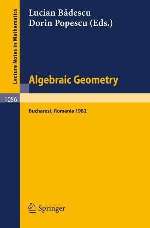 Algebraic Geometry: Proceedings of the International Conference held in Bucharest, Romania, August 2–7, 1982 de L. Badescu