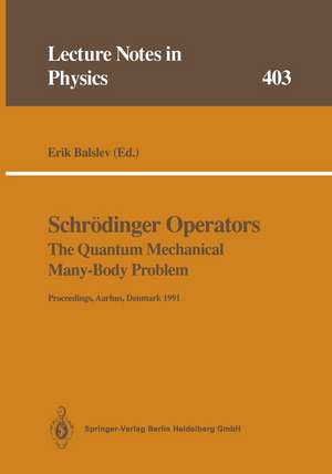 Schrödinger Operators The Quantum Mechanical Many-Body Problem: Proceedings of a Workshop Held at Aarhus, Denmark 15 May - 1 August 1991 de Erik Balslev