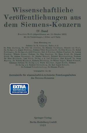 Wissenschaftliche Veröffentlichungen aus dem Siemens-Konzern: IV. Band. Zweites Heft de Heinrich Boul