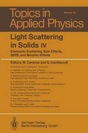 Light Scattering in Solids IV: Electronic Scattering, Spin Effects, SERS, and Morphic Effects de M. Cardona