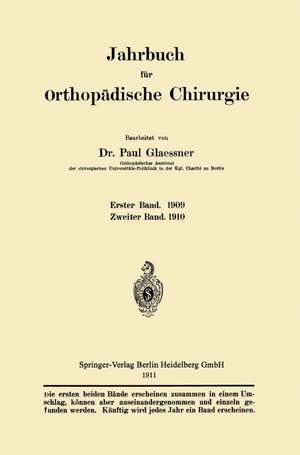 Jahrbuch für orthopädische Chirurgie de Paul Glaessner