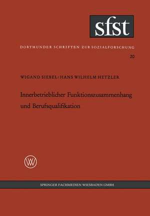 Innerbetrieblicher Funktionszusammenhang und Berufsqualifikation: Eine soziologische Leitstudie in Industrieausrüsterbetrieben des Maschinenbaus de Wigand Siebel