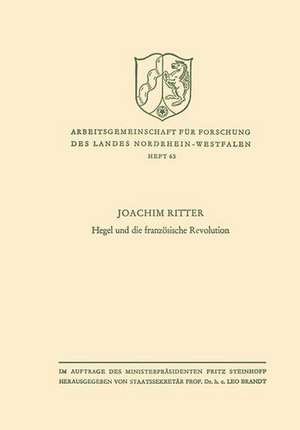 Hegel und die französische Revolution de Joachim Ritter